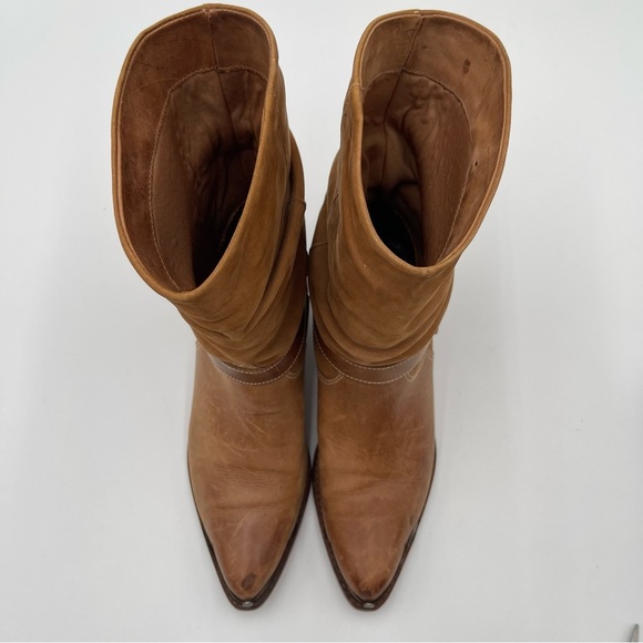 Circle S “Triger” Leather Boots Women’s Sz 7 Vintage Brown Slouchy Western - Picture 15 of 16